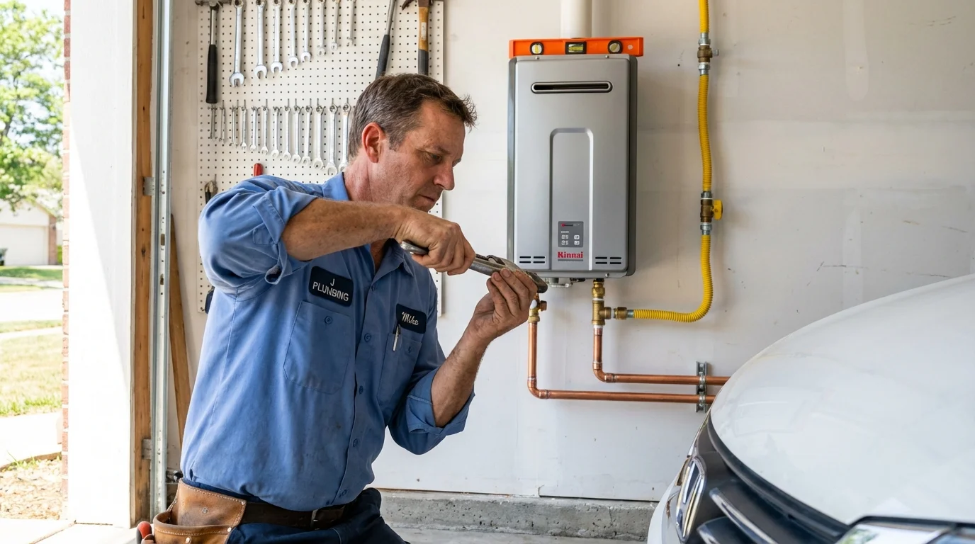 Tankless water heater installation by a Johns Plumbing LLC plumber in Schertz